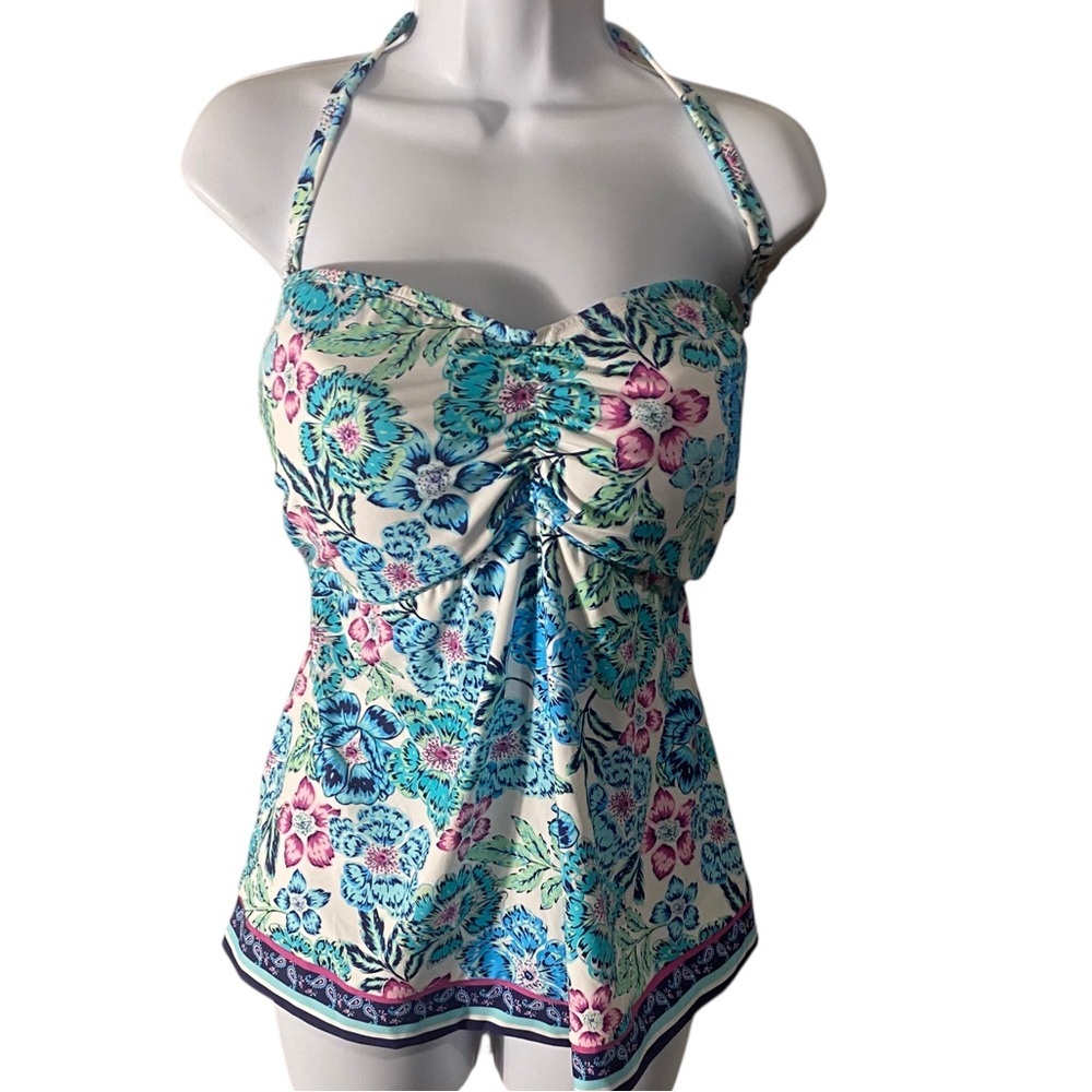 24th & Ocean Bloom and Shine Floral Swim Top Sz 22W NWT
